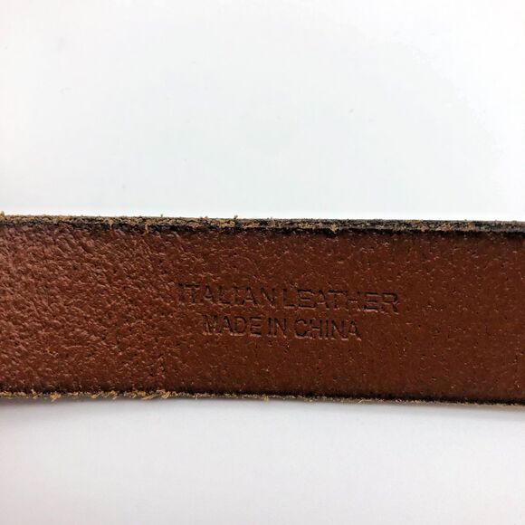 Polo Ralph Lauren Italian Leather Belt Mens Size 38 Brass Placard Customizable - Picture 6 of 9